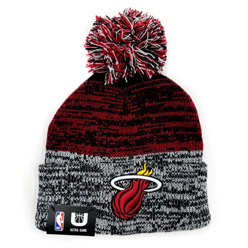 Miami Heat Basketball Knit Winter Hat Beanie NBA Red Mens Womens Fan Gear Gift